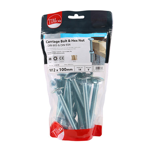 TIMCO Carriage Bolts & Hex Full Nut - Zinc