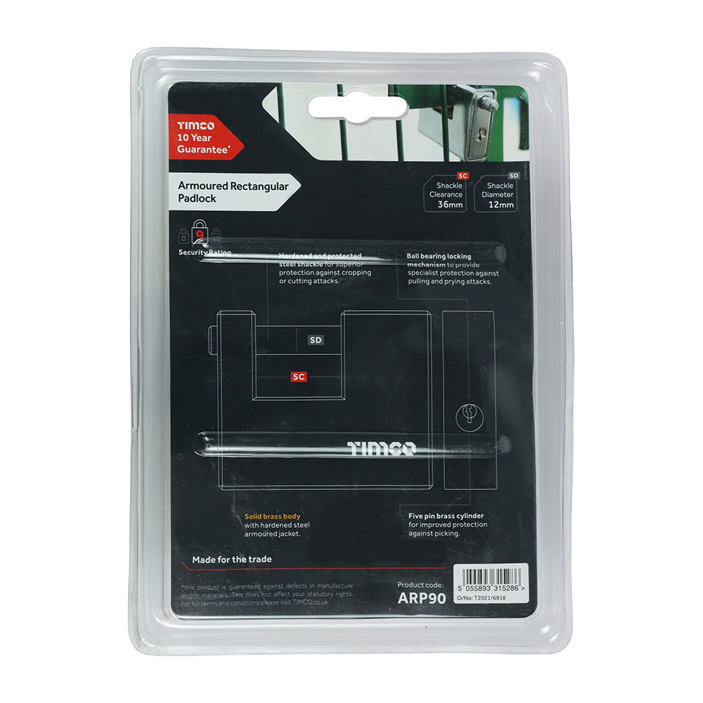 TIMCO Armoured Rectangular Padlock