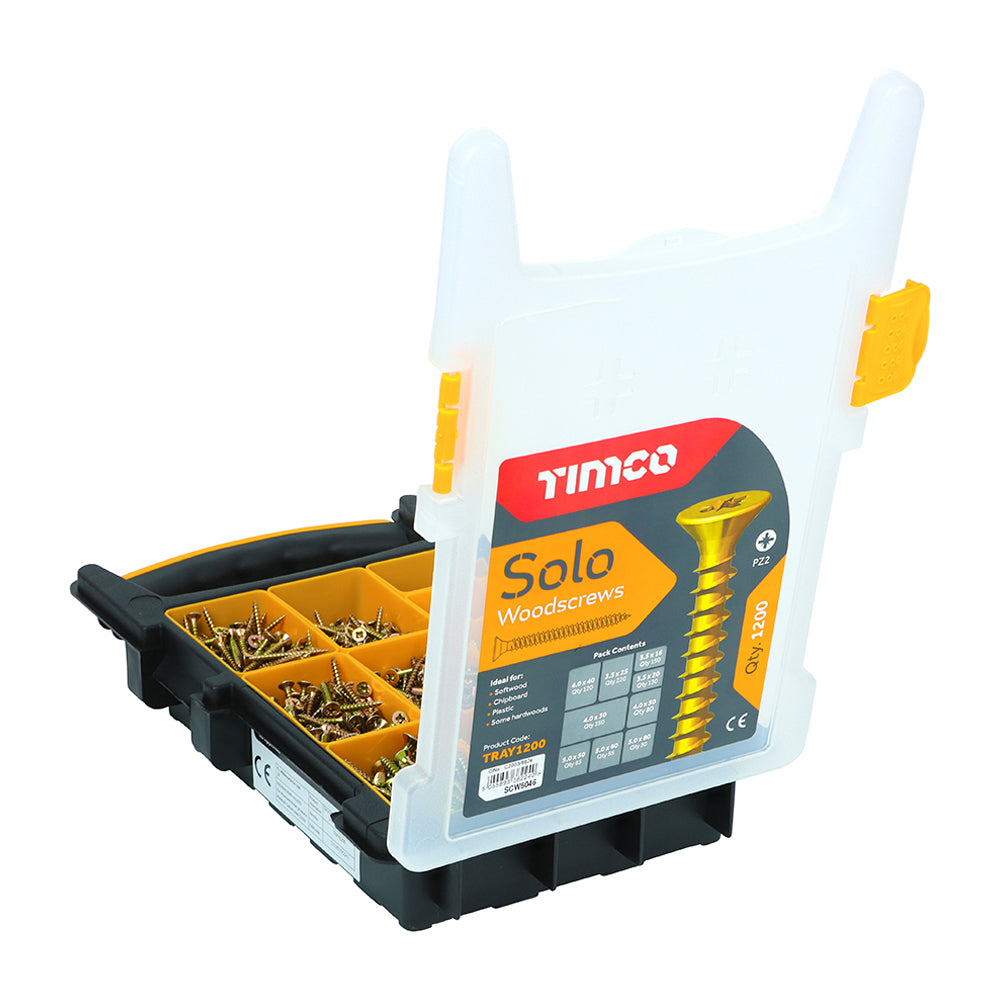 TIMCO Solo Chipboard & Woodscrews - Mixed Tray - Yellow