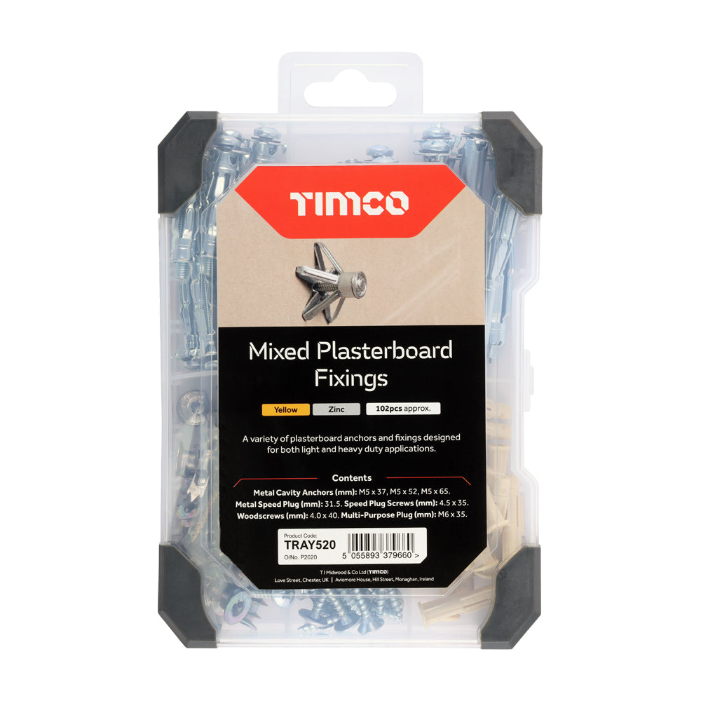 TIMCO Plasterboard Fixings Mixed Tray - 102 pcs