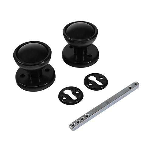 TIMCO Plastic Rim / Mortice Knob Set - Black