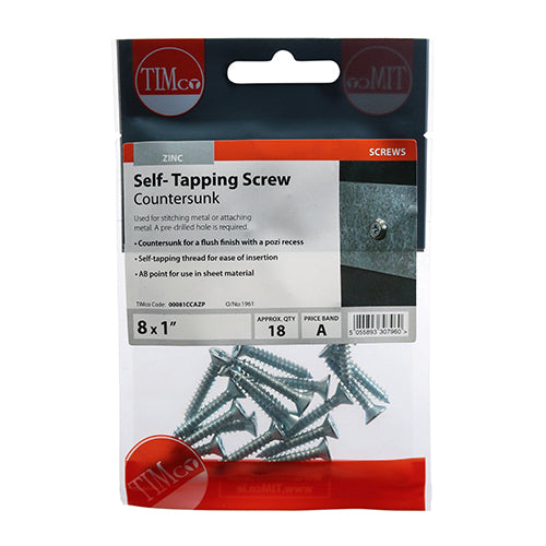 TIMCO Self-Tapping Screw - Countersunk -Zinc