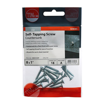 TIMCO Self-Tapping Screw - Countersunk -Zinc