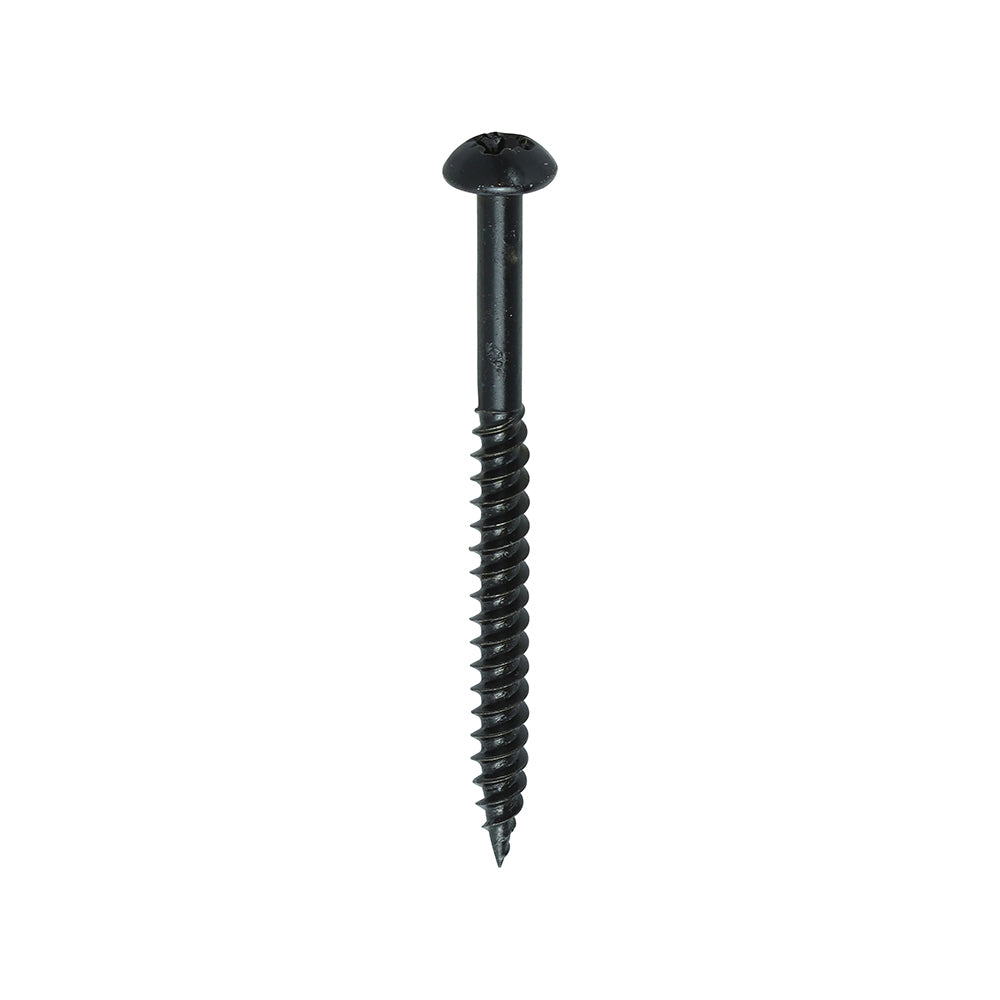TIMCO Twin-Threaded Round Head Woodscrews - Black - Blackjax