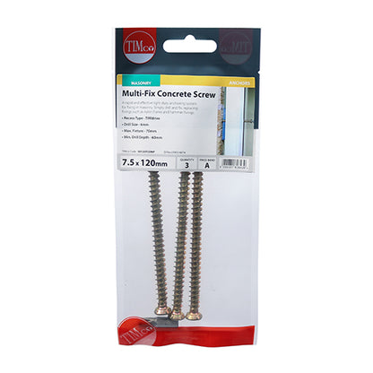 Concrete Screws - TX - Flat Countersunk - Yellow
