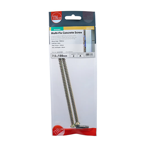Concrete Screws - TX - Flat Countersunk - Yellow