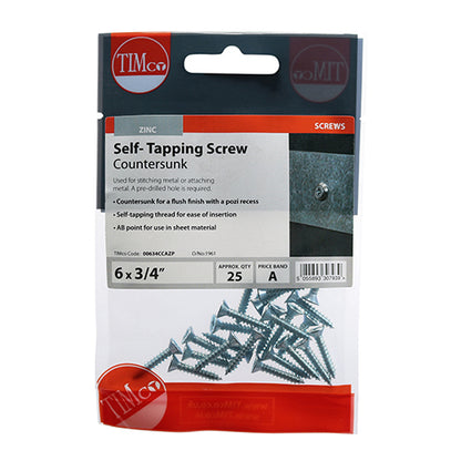 TIMCO Self-Tapping Screw - Countersunk -Zinc