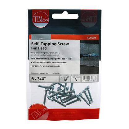 TIMCO Self-Tapping Screw - Pan Head - Zinc