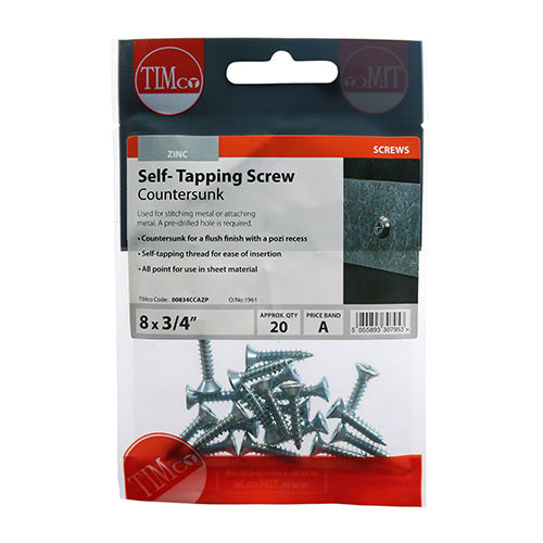 TIMCO Self-Tapping Screw - Countersunk -Zinc