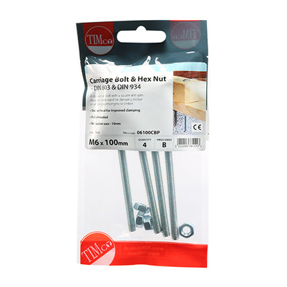 TIMCO Carriage Bolts & Hex Full Nut - Zinc
