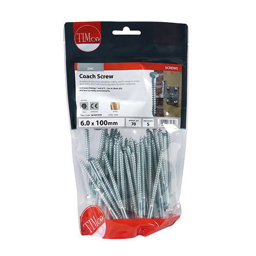 TIMCO Coach Screws - Hex Head - Zinc