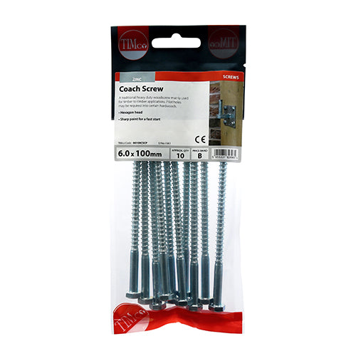 TIMCO Coach Screws - Hex Head - Zinc