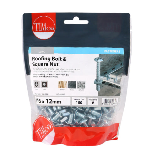 TIMCO Roofing Bolts & Square Nuts - Zinc