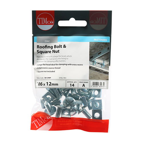 TIMCO Roofing Bolts & Square Nuts - Zinc