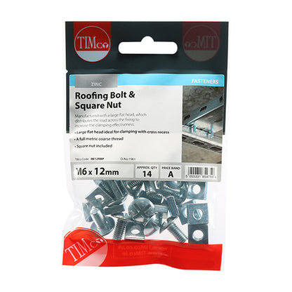 TIMCO Roofing Bolts & Square Nuts - Zinc