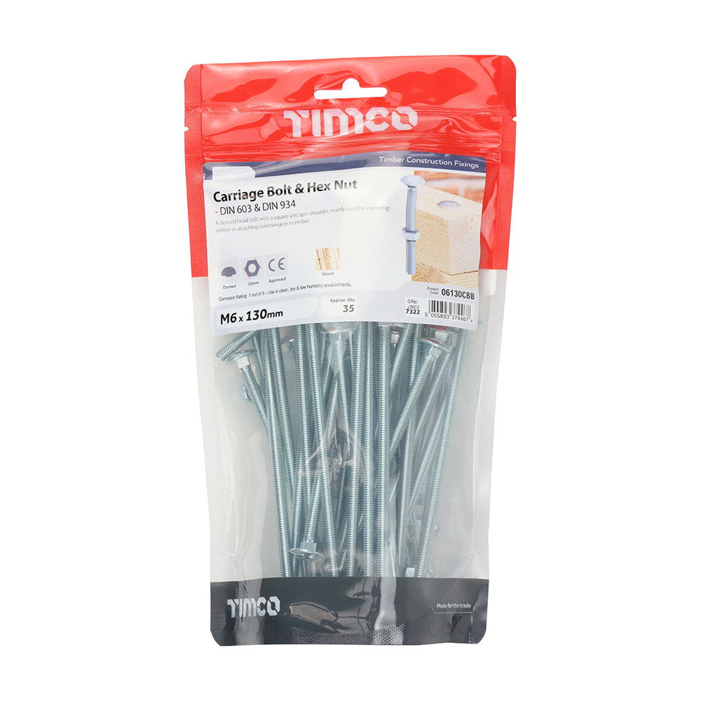 TIMCO Carriage Bolts & Hex Full Nut - Zinc
