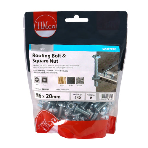 TIMCO Roofing Bolts & Square Nuts - Zinc