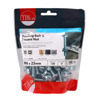 TIMCO Roofing Bolts & Square Nuts - Zinc