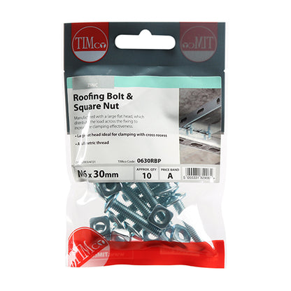 TIMCO Roofing Bolts & Square Nuts - Zinc