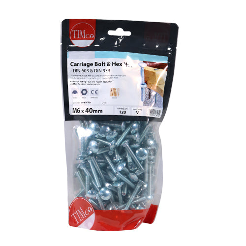 TIMCO Carriage Bolts & Hex Full Nut - Zinc