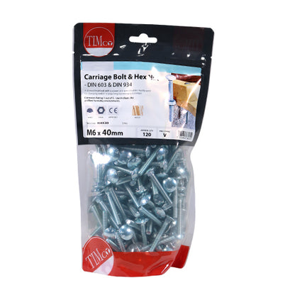 TIMCO Carriage Bolts & Hex Full Nut - Zinc