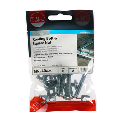 TIMCO Roofing Bolts & Square Nuts - Zinc