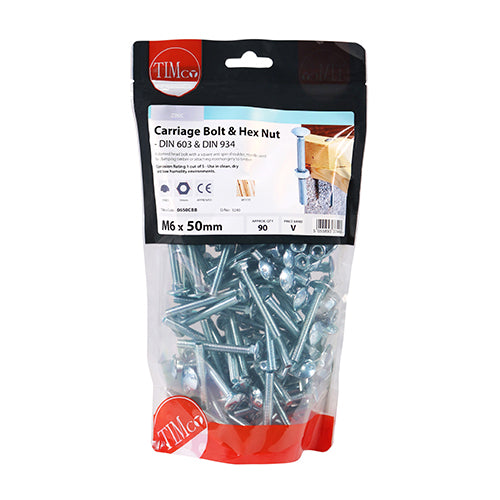 TIMCO Carriage Bolts & Hex Full Nut - Zinc