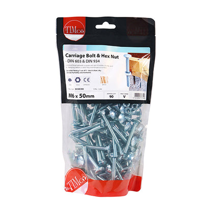 TIMCO Carriage Bolts & Hex Full Nut - Zinc