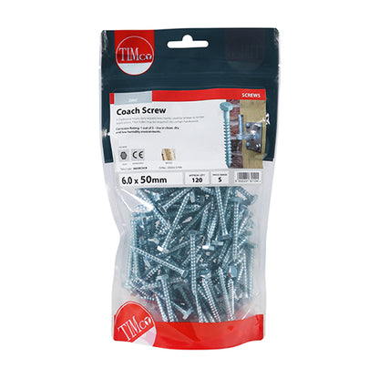 TIMCO Coach Screws - Hex Head - Zinc