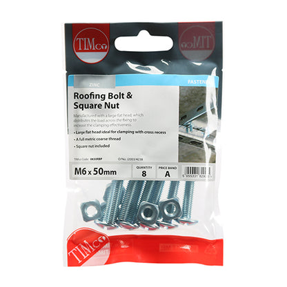 TIMCO Roofing Bolts & Square Nuts - Zinc