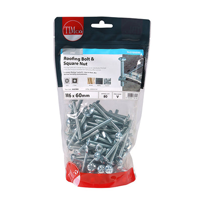 TIMCO Roofing Bolts & Square Nuts - Zinc