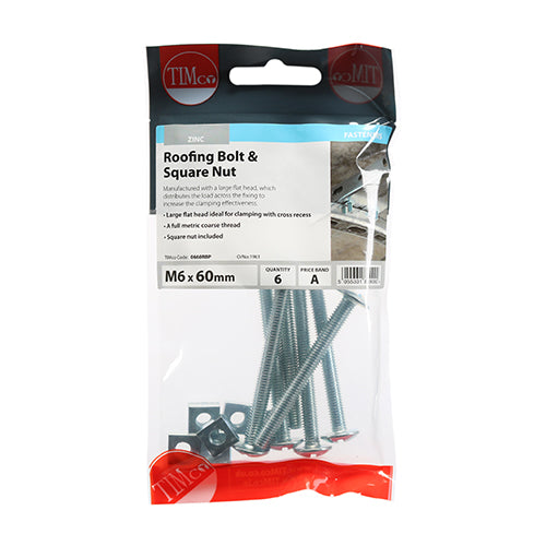 TIMCO Roofing Bolts & Square Nuts - Zinc