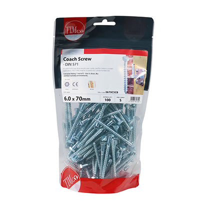 TIMCO Coach Screws - Hex Head - Zinc