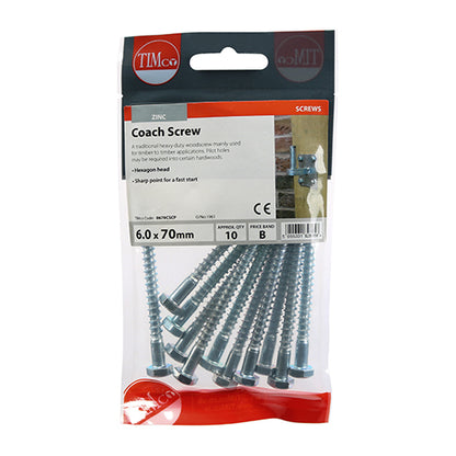 TIMCO Coach Screws - Hex Head - Zinc