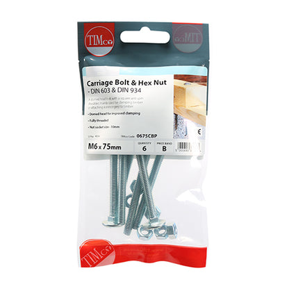 TIMCO Carriage Bolts & Hex Full Nut - Zinc