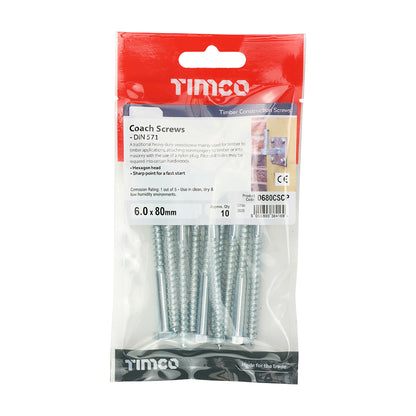 TIMCO Coach Screws - Hex Head - Zinc