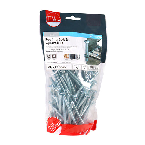 TIMCO Roofing Bolts & Square Nuts - Zinc