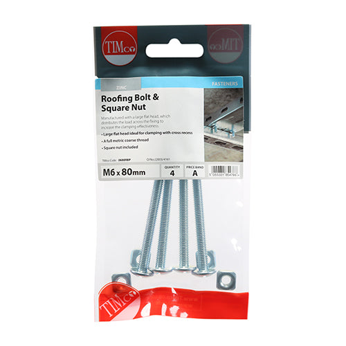 TIMCO Roofing Bolts & Square Nuts - Zinc