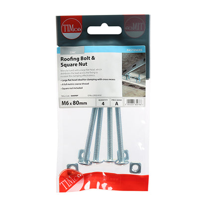TIMCO Roofing Bolts & Square Nuts - Zinc