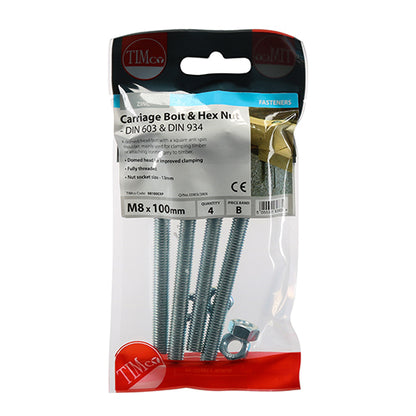 TIMCO Carriage Bolts & Hex Full Nut - Zinc