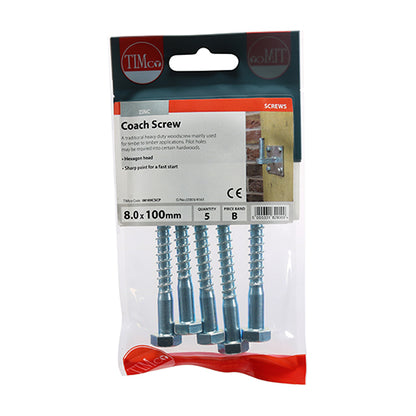 TIMCO Coach Screws - Hex Head - Zinc