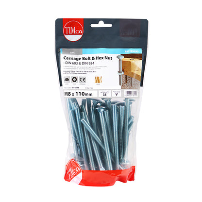 TIMCO Carriage Bolts & Hex Full Nut - Zinc