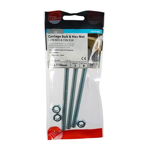 TIMCO Carriage Bolts & Hex Full Nut - Zinc