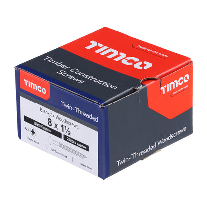 TIMCO Twin-Threaded Round Head Woodscrews - Black - Blackjax