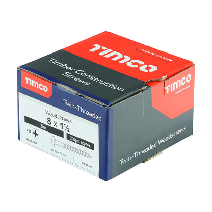 TIMCO Twin-Threaded Woodscrews - Silver - Round Head
