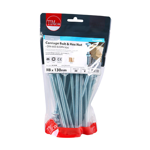 TIMCO Carriage Bolts & Hex Full Nut - Zinc
