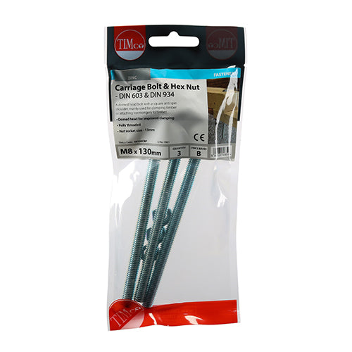 TIMCO Carriage Bolts & Hex Full Nut - Zinc
