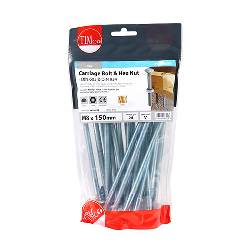 TIMCO Carriage Bolts & Hex Full Nut - Zinc