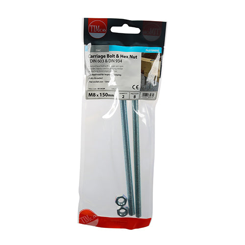 TIMCO Carriage Bolts & Hex Full Nut - Zinc