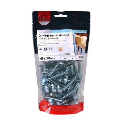 TIMCO Carriage Bolts & Hex Full Nut - Zinc